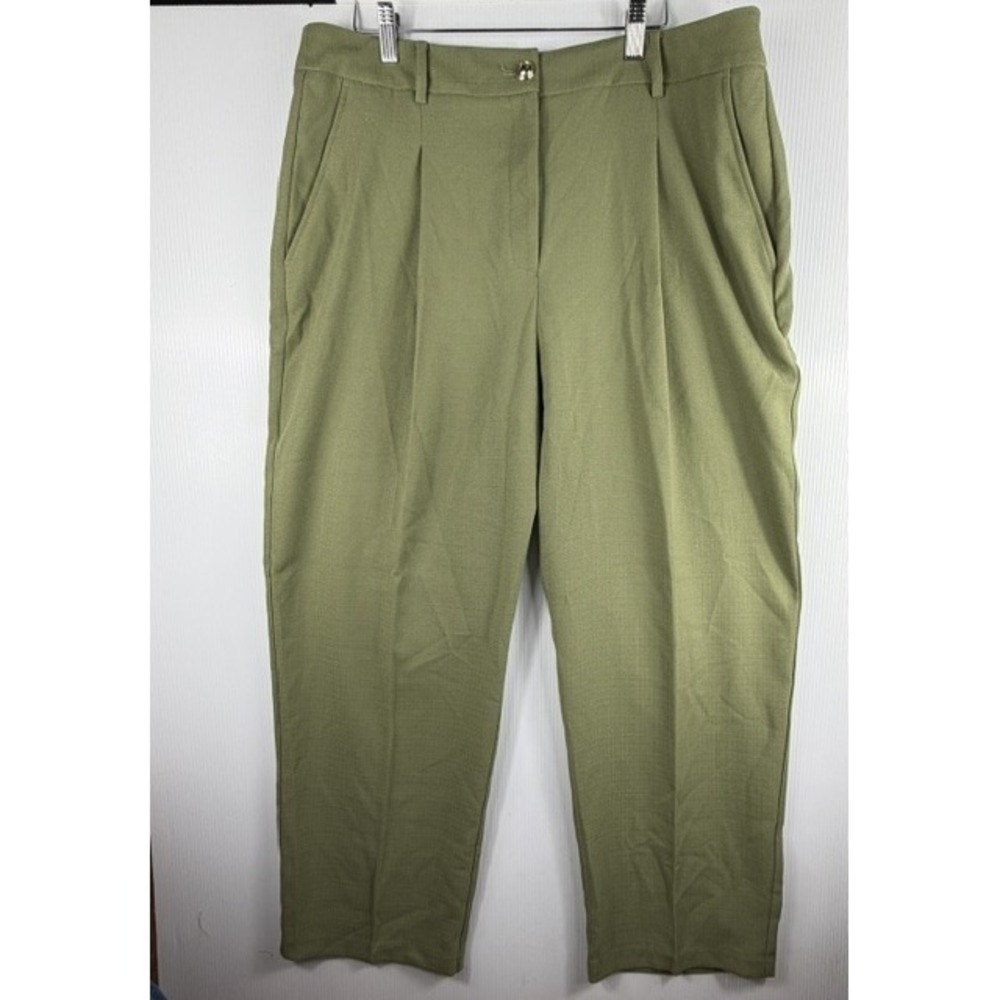 ASOS Design Tailored Tapered Trouser Pants Khaki Green High Rise Womens 14 Work - Picture 2 of 10
